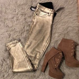 Bebe Metallic Gold Skinny